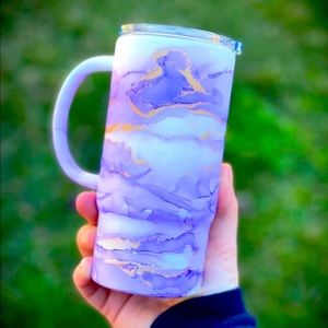 16oz handmade tumbler, gold flake/purple